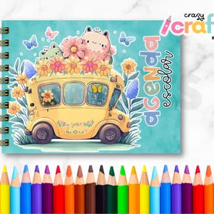 Mini Cute Buss Pocket Agenda / Colorful Agenda / 2025 Agenda / Spanish Agenda / Printable Agenda / PDF Download - Print