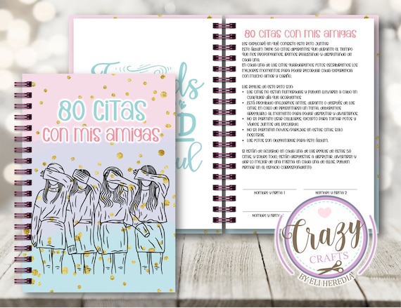 Libreta-Diario-Planner 80 citas con mis amigas media carta / libreta imprimible / diario Imprimible - Archivo digital imprimible