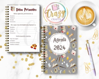 MC Agenda HP School of Magic model 1 - 2024 half letter / colorful agenda / agenda in Spanish - Download in PDF / 2024