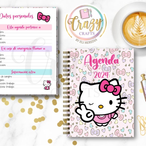 MO Agenda Kitty 2024 medium office / colorful agenda / agenda in Spanish - Download in PDF / 2024