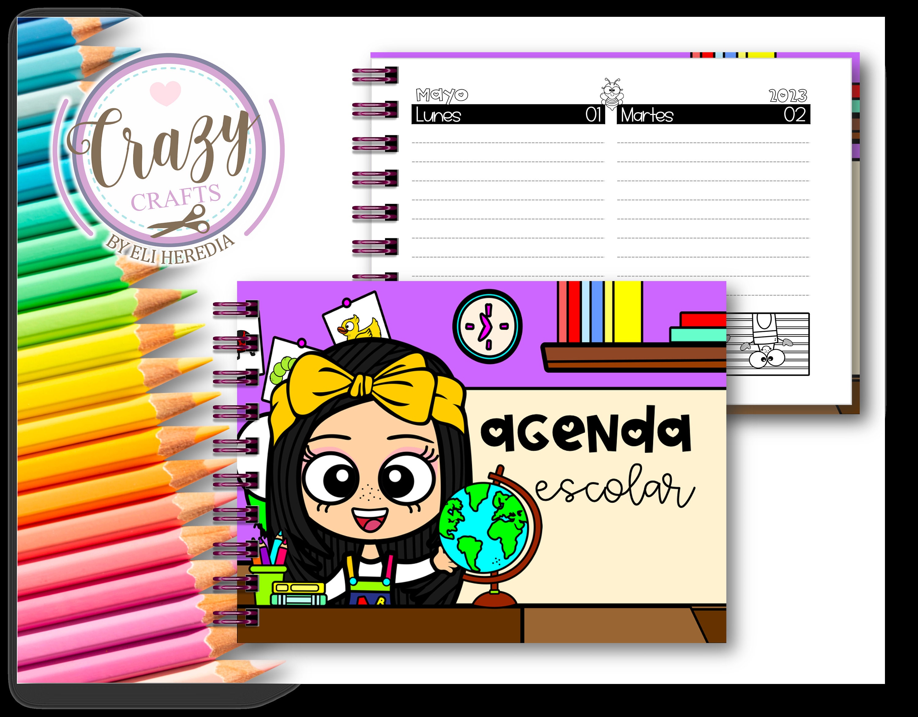 Mini agenda para colorear 1/4 de carta EDITABLE/ agenda escolar ...