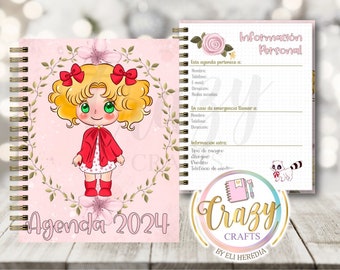 MC Agenda Candy Candy 2024 half letter / colorful agenda / agenda in Spanish - Download in Pdf and pptx (power point) / 2024