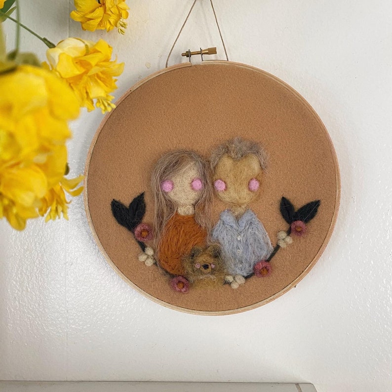 custom animal portrait wedding portraits Custom family portrait needle felt custom couple portrait