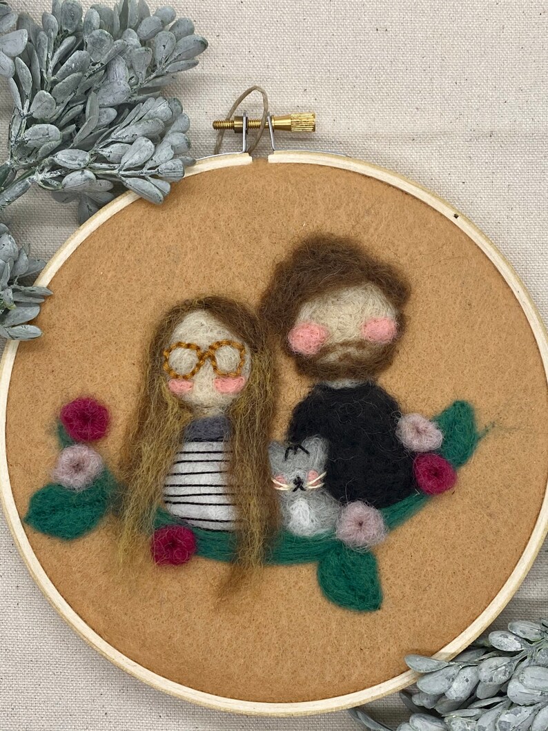 custom animal portrait wedding portraits Custom family portrait needle felt custom couple portrait