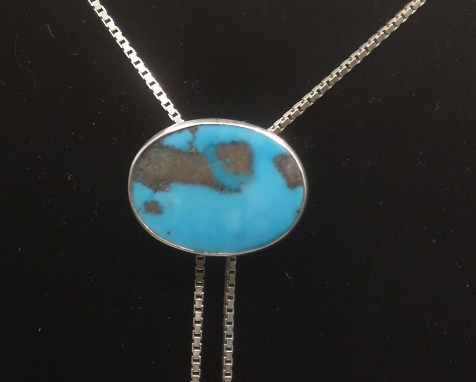 Adjustable handmade silver slider necklace with Turquoise stone Etsy.de