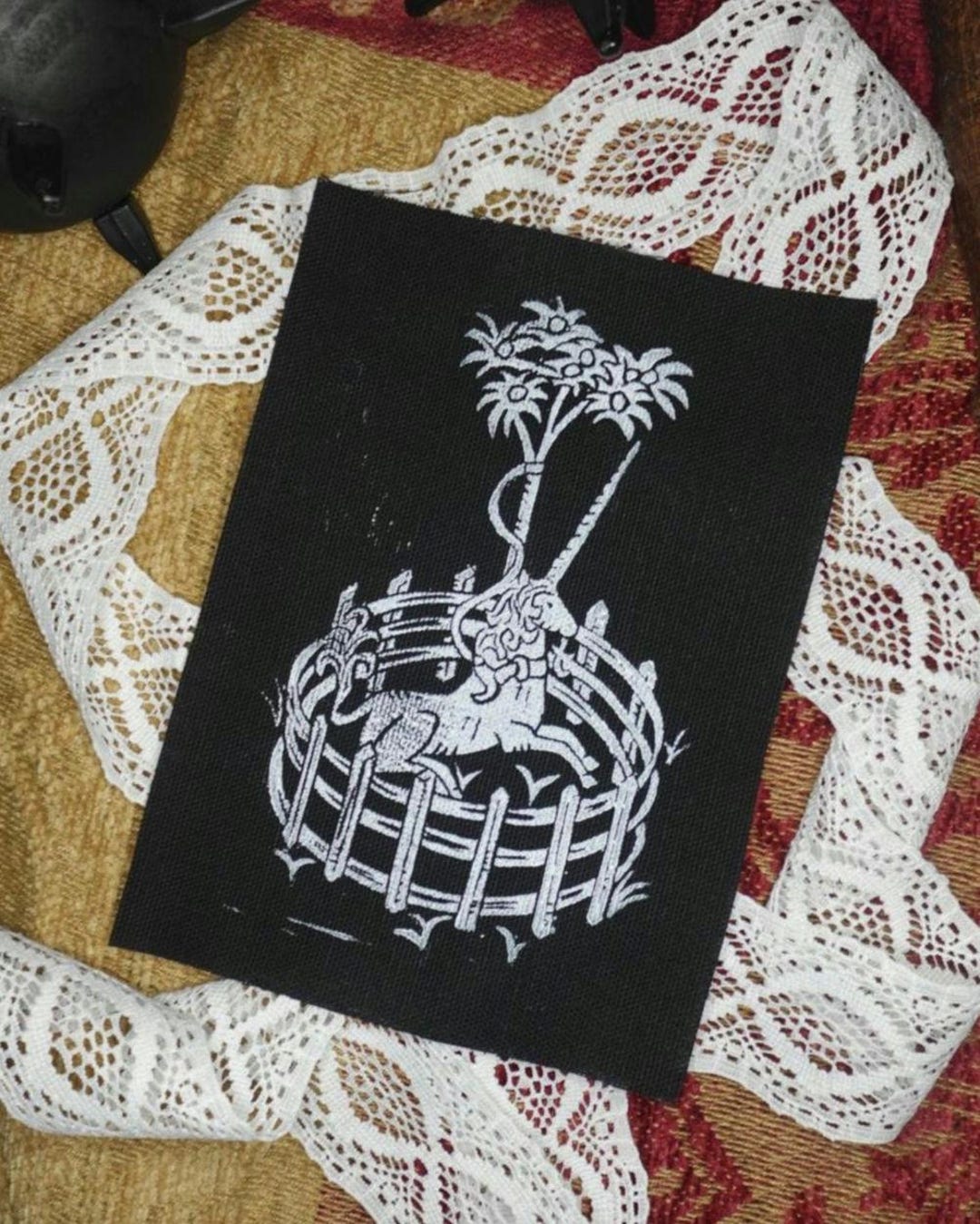 Unicorn in Captivity Medieval Linocut Patch - Etsy Canada