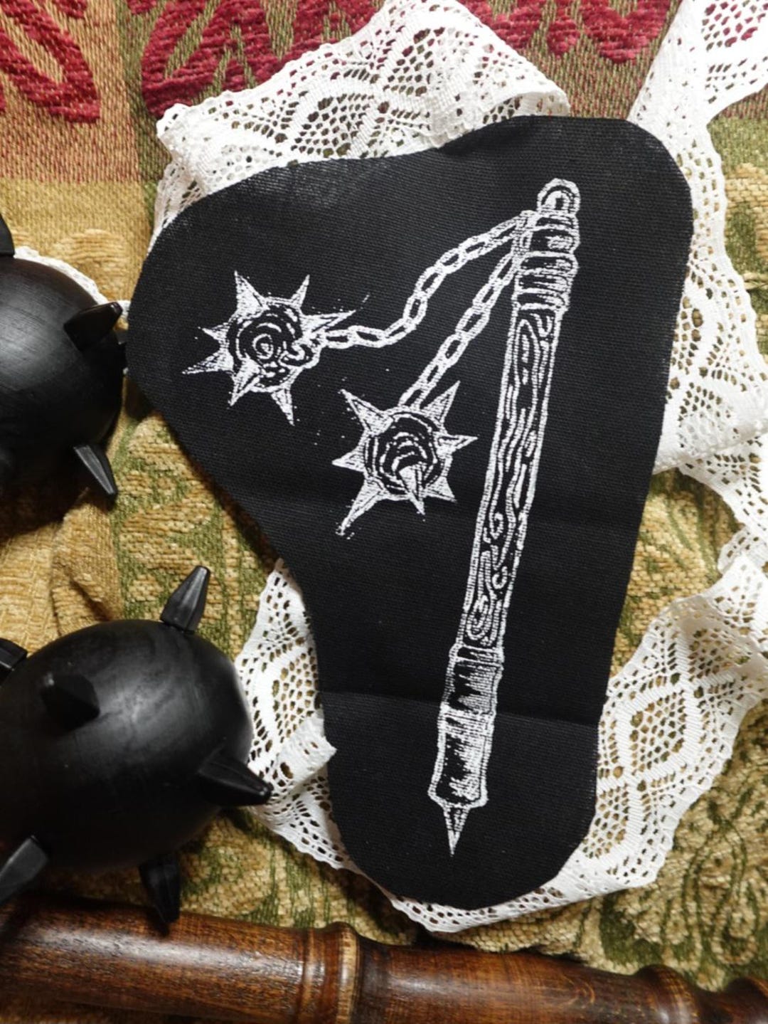 Medieval Double Flail Linocut Patch: Hand-printed Canvas Art - Etsy