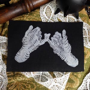 Hands Linocut Patch: Pinky Promise Handprint, DIY Canvas Patch