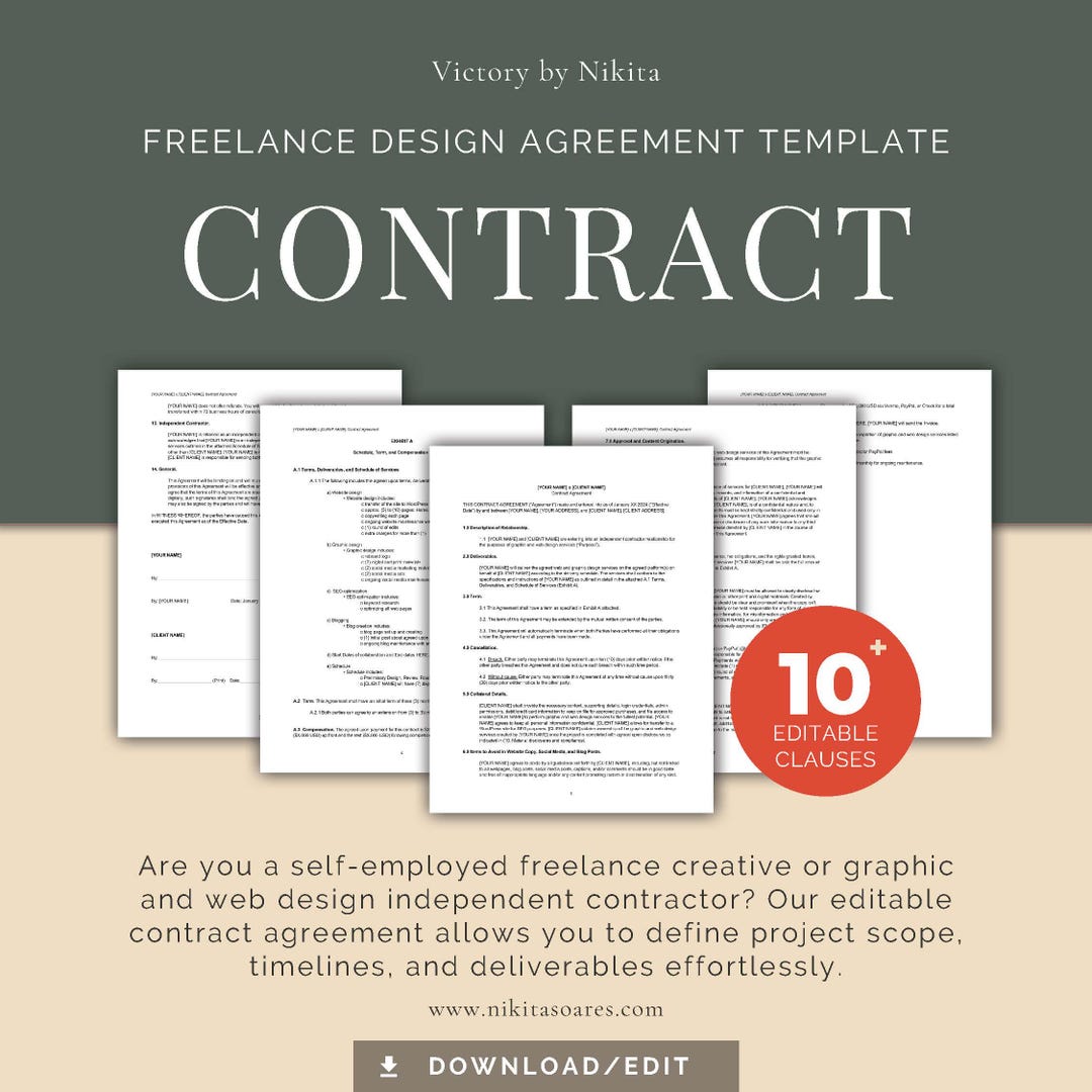 Web Design Contract Example Freelance Graphic + Web Design Contract Template: Editable Agreement ...