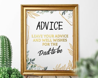 Advice and Wishes for the Dad-to-be Printable Sign, Leave your sdvice and well wishes for the daddy-to-be
