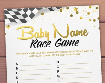 Baby Name Race Game Suggestions Baby Shower games, printable gold, baby shower game activities ideas Instant Download PDF print