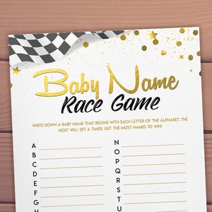 Baby Name Race Game Suggestions Baby Shower games, printable gold, baby shower game activities ideas Instant Download PDF print