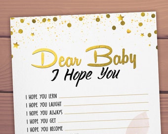 Wishes for baby, Dear baby shower, wishes for baby card, printable shower, dear baby printable, dear baby cards, baby shower invite pdf