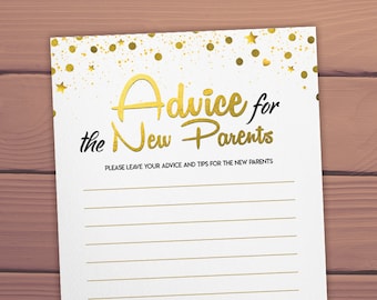 Advice for the New Parents, Baby shower advice, Parents advice card, Parents to be advice, Advice for parents, advice cards printable PDF