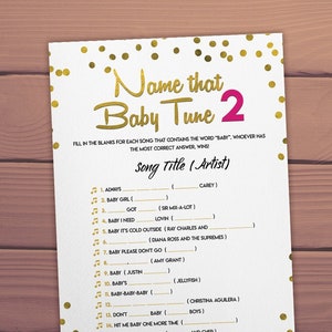 Name That (Baby) Tune 2 Baby Shower Printable Game, name that baby song baby shower pdf, baby shower activity, baby shower ideas