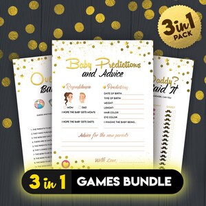 3in1 Baby Predictions Baby Shower Game, Maman ou Papa Baby Shower Game, Over or Under Baby Shower Game Printable Bundle