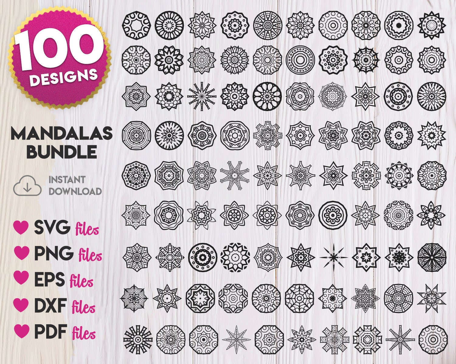 MANDALAS in SVG Format No 2, Mandala Vector, Mandala Silhouette