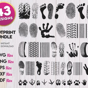 Footprints SVG, Traces of tires svg, Human footprints svg, Footprints svg, Fingerprints svg, Handprints, Animal footprints, Shoe footprints