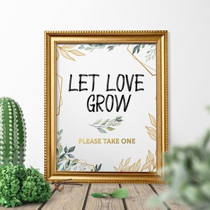 let love grow tags Sign printable, let love grow tags please take one