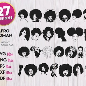 Afro Woman SVG, Afro Woman Silhouettes, Afro Woman Clipart, Afro Woman Vector, Afro Woman Print, Afro Woman Cricut, Afro Woman Black SVG