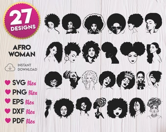 Afro Woman SVG, Afro Woman Silhouettes, Afro Woman Clipart, Afro Woman Vector, Afro Woman Print, Afro Woman Cricut, Afro Woman Black SVG