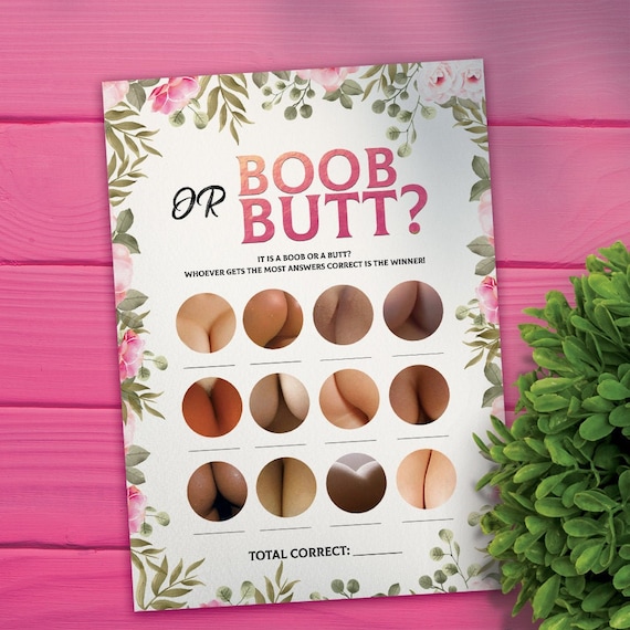 Boobs or Butts Game with Answer Key, Floral Printable Bachelorette Game,  Boobs or Butts Game, Baby Shower Games, Boob Baby Game, Baby Games