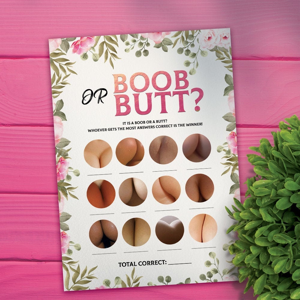 Boobs or Butts Game with Answer Key, Floral Printable Bachelorette Game, Boobs or Butts Game, Baby Shower Games, Boob Baby Game, Baby Games