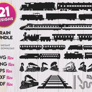 Silhueta de trem svg, pacote SVG de trem, locomotiva svg, trem de carga svg, trem de alta velocidade svg, trem elétrico svg, bonde svg, trilha svg