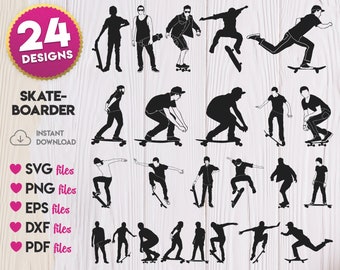 Skateboarder SVG Bundle, Skateboarder Silhouette SVG, Skateboarder Clipart, Skateboarder Vector, Skateboarder eps, Skateboarder cricut