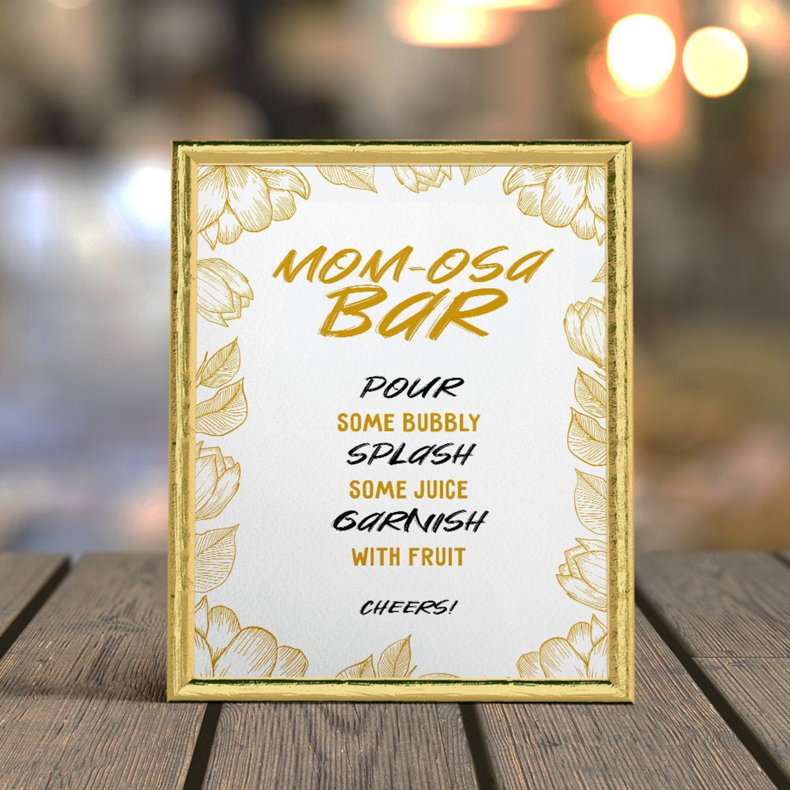 Gold Mimosa Bar Sign, Printable Mimosa Bar Sign, Bridal Shower or ...