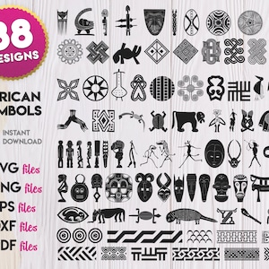 Simboli africani SVG, Simboli africani Vettoriale, Simboli africani cricut, Simboli africani png, Simboli africani clipart, Simboli silhouette