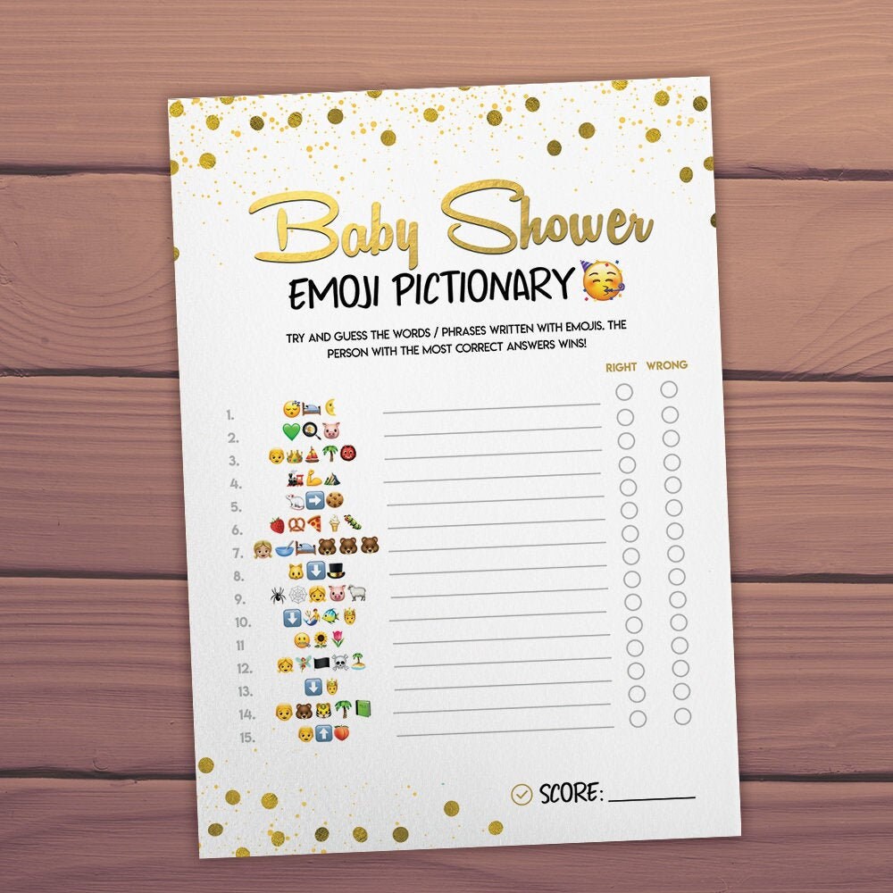 Emoji Pictionary Baby Shower Games Printable Pdf, Jpeg, Children's Book