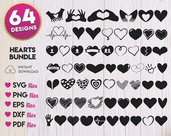 Hearts SVG Bundle, Hearts Silhouette svg, Heart svg bundle dibujado a mano, Heart clipart, Doodle heart svg, Open heart svg, Heart cricut vector