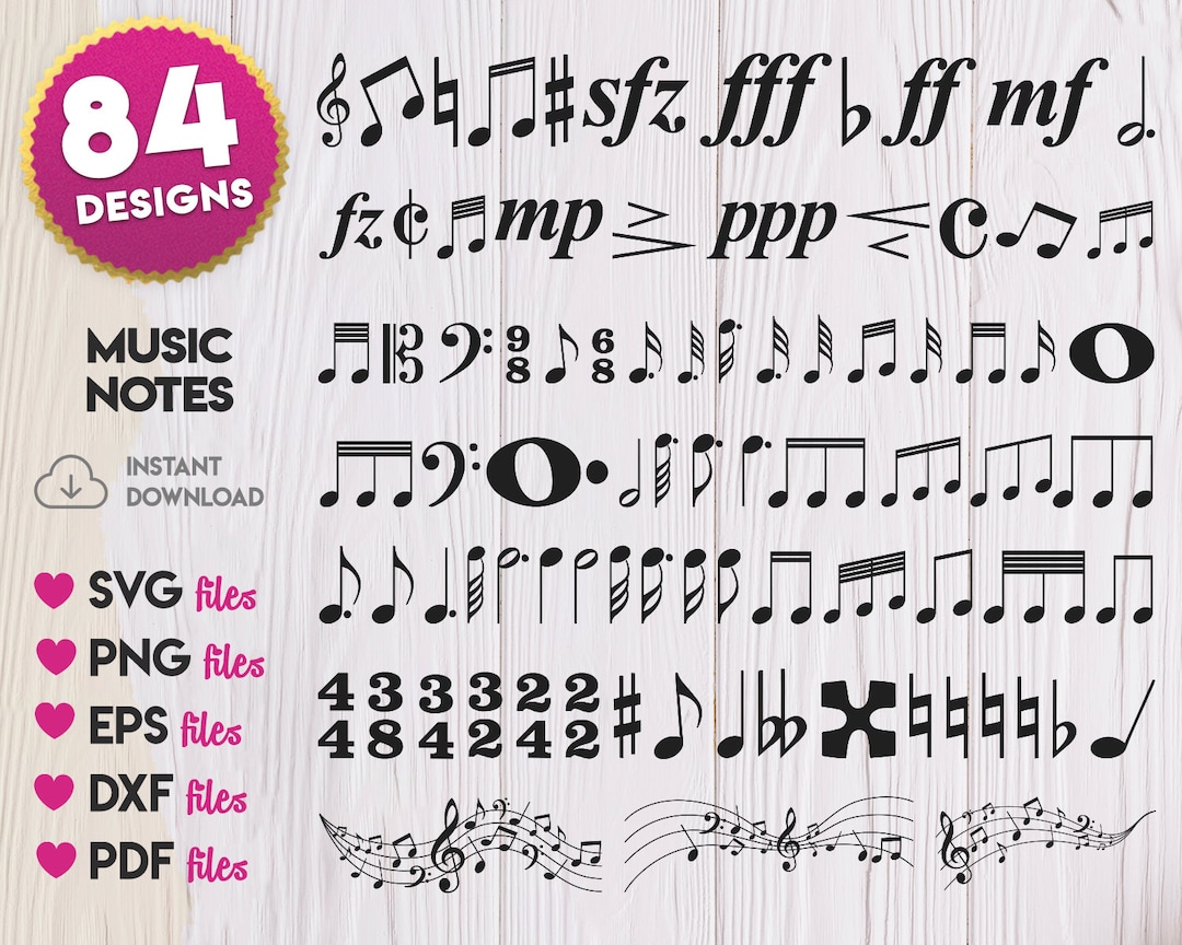 Music Note SVG Bundle, Music Note Silhouette SVG - Etsy