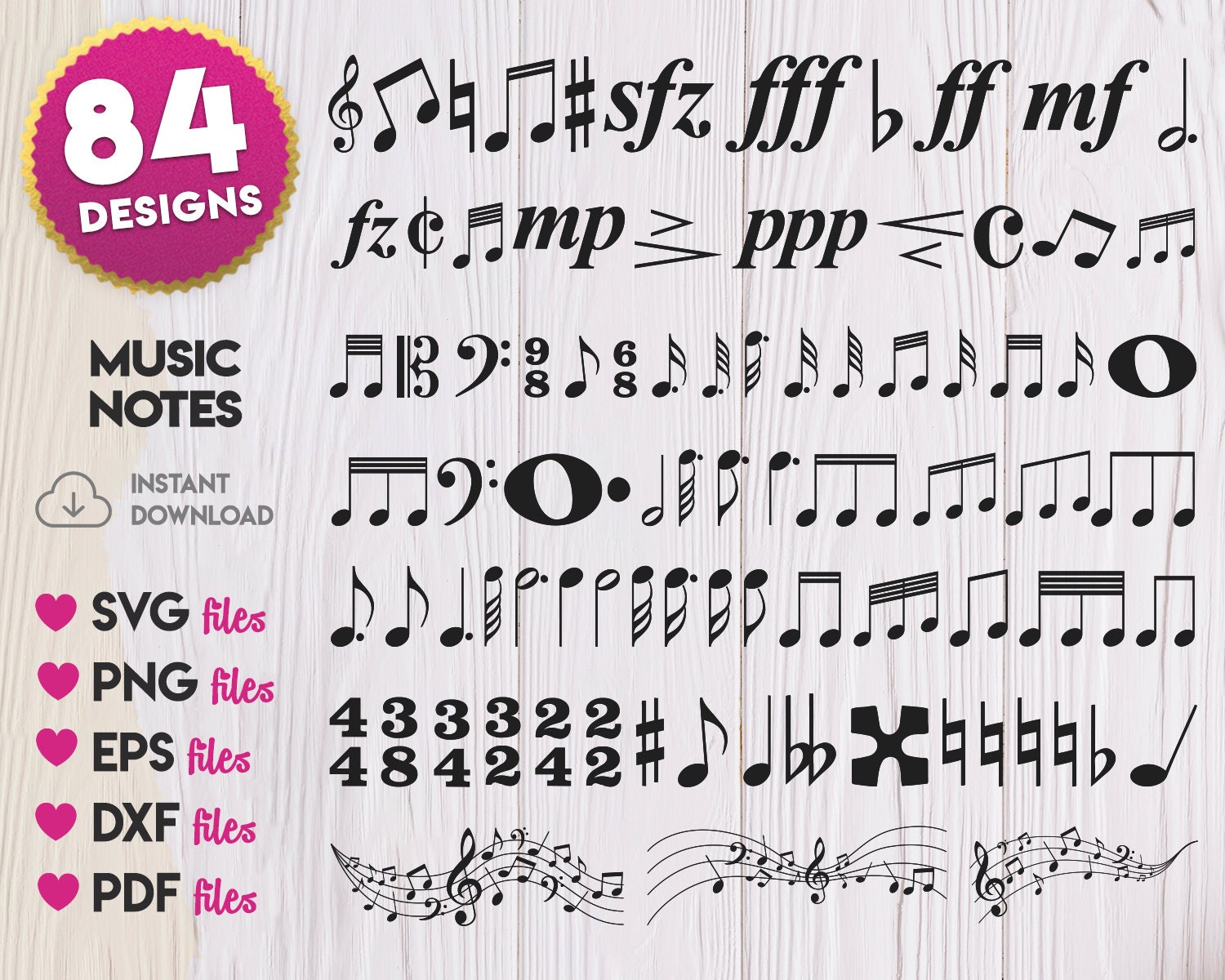 Music Note SVG Bundle, Music Note Silhouette SVG Etsy