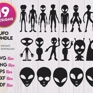 Aliens SVG Bundle, UFO SVG Bundle, Alien Silhouette svg, Alien Vektor, Alien Kopf svg, Alien Gesicht svg, Alien Clipart, Alien Druck