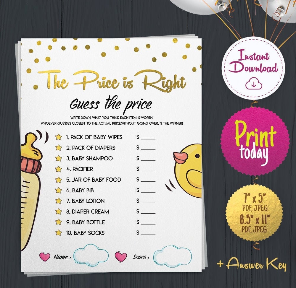 The Price is Right Bridal Shower Games, Printable Bachelorette Party ...