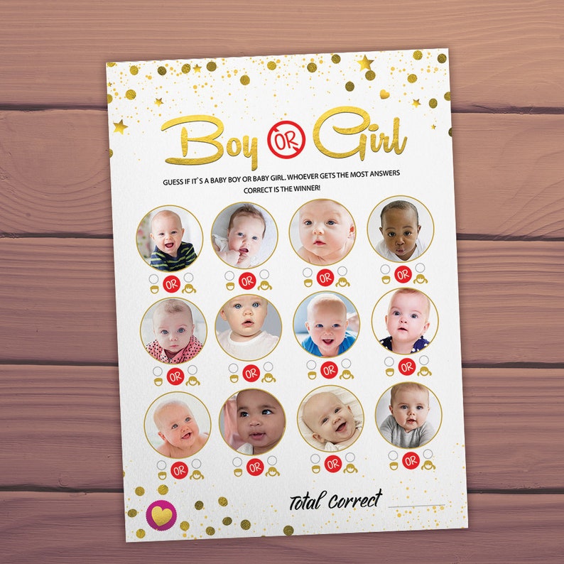 Boy or Girl Game Baby Shower, Printable Baby Boy Baby Girl, Shower ...