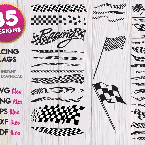 Racing Flags SVG Bundle, Racing Flag Silhouette svg,  Race Car Flag SVG, checkered flag svg, Silhouette, clipart, Cut file, decal, vinyl