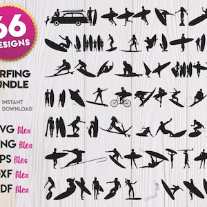 Surfing Bundle SVG, Surfer SVG, Surfing Silhouette svg, Surfer Silhouette svg, Surfing vector, Surfing printable, Surfing cutttable