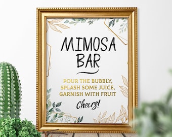 Mimosa Bar Sign printable, Momosa Bar Printable, Bubbly Bar Sign, Mimosa Sign, Mimosa Bar, Bridal Shower Decoration Signs PDF