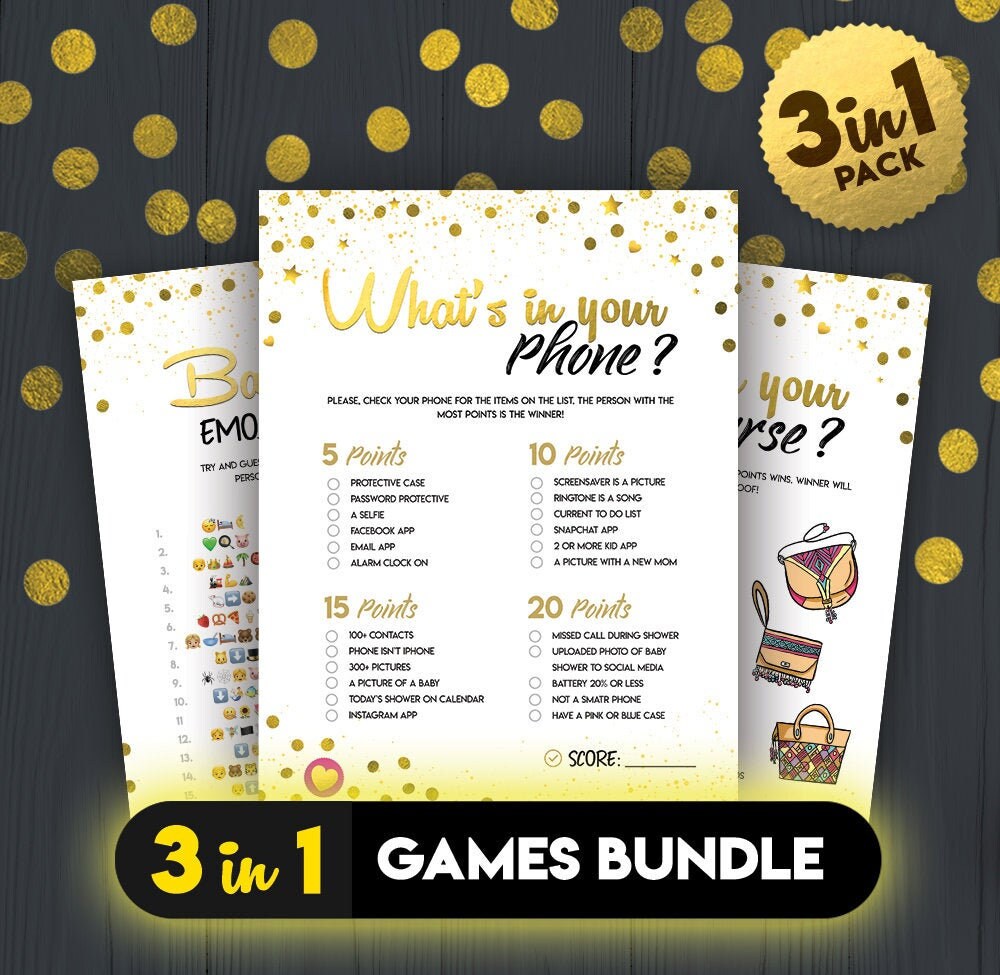Whats in Your Phone Printable Party Game, Emoji Pictionary Baby Shower ...