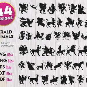 Heraldic Animals SVG Bundle, Herald Animals Silhouette svg, Herald Animals vector, Herald Animals cricut, Herald Animals cameo, printing