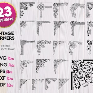 Vintage Corners SVG, Corners Silhouette SVG, Corner png, Corner cricut, Corner cameo, Corner eps, Corner printing, Corner vinyl