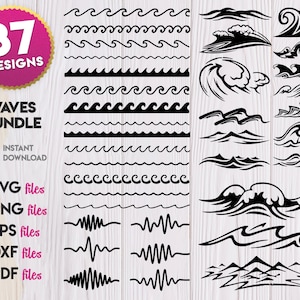 Waves SVG Bundle, Wave Silhouette Svg, Wave Vector, Wave Clipart, Wave ...