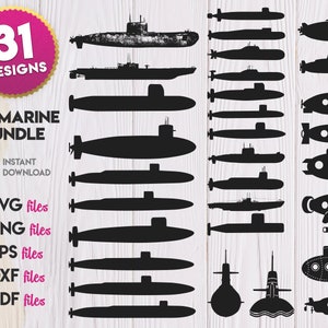 Submarine Silhouette SVG, Atom Submarine svg, Cartoon Submarine Silhouette svg, Submarine SVG Bundle, Submarine png, Submarine vector