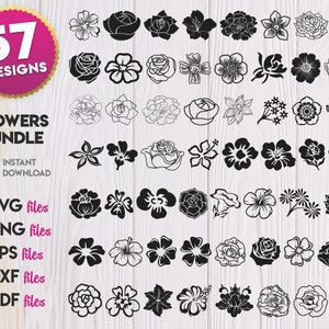 Flowers Outline SVG, Flowers Silhouette svg,
