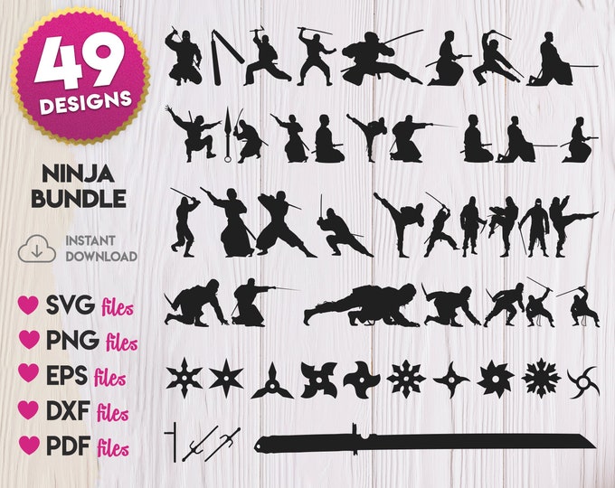 Ninja SVG Bundle Ninja Silhouette SVG Ninja Vector Ninja - Etsy