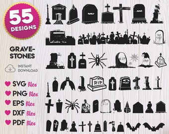 Nagrobki sylwetka svg, Gravestone SVG Bundle, Nagrobki svg, Cmentarz svg, Halloween svg, clipart, Nagrobki svg