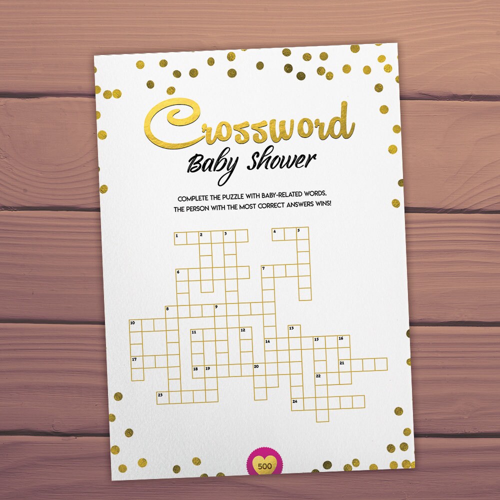 Crossword Baby Shower Printable Game, Puzzle Baby Shower Printable Game ...